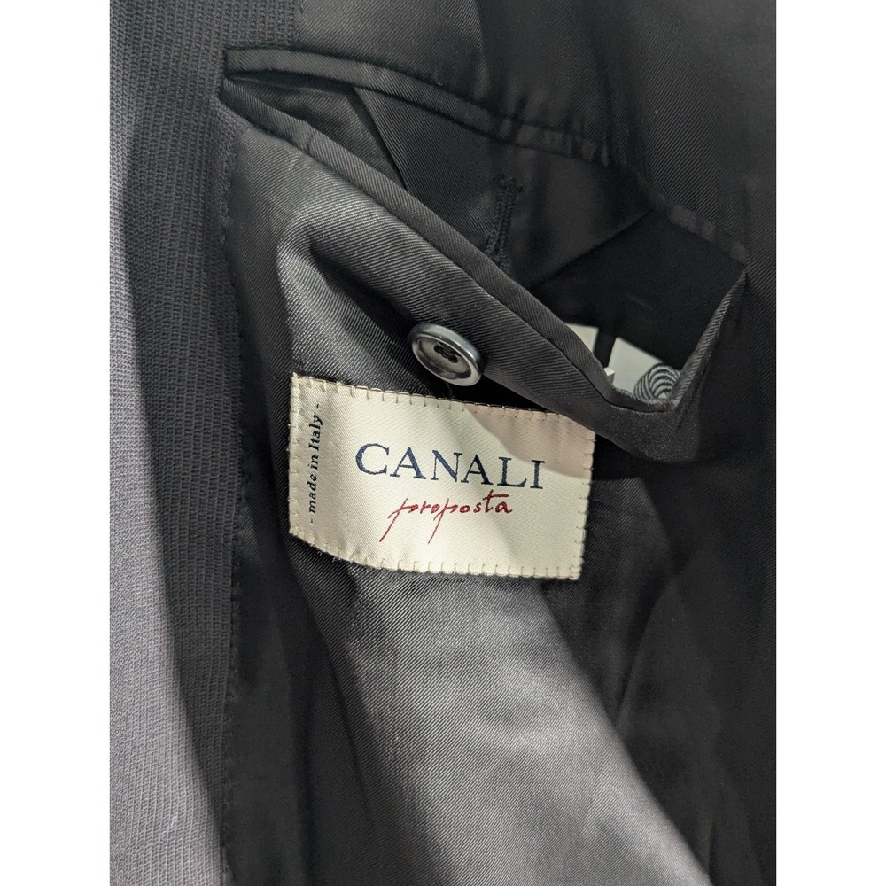 Canali proposta Mens 54R Wool Blazer Sport Jacket 2 Button Black - Picture 8 of 10